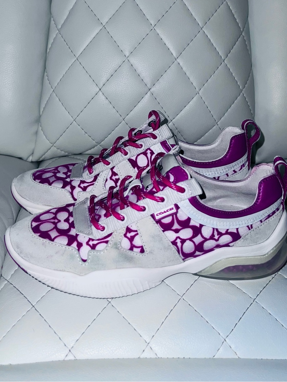 Coach Pink Purple Signature Logo Sneakers Size 7.5